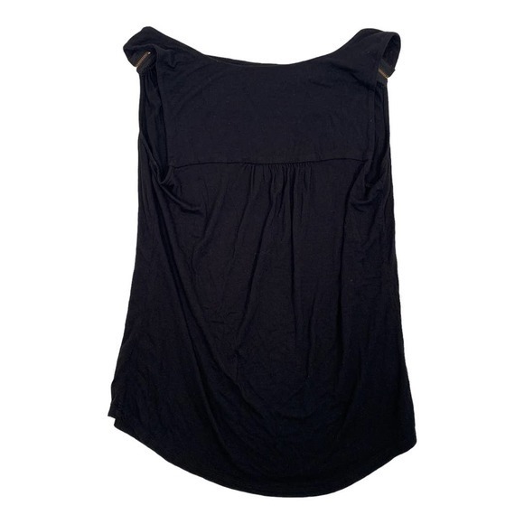 August Silk Black Tank with gold zippers‎ on the shoulders Sz S - Picture 3 of 4